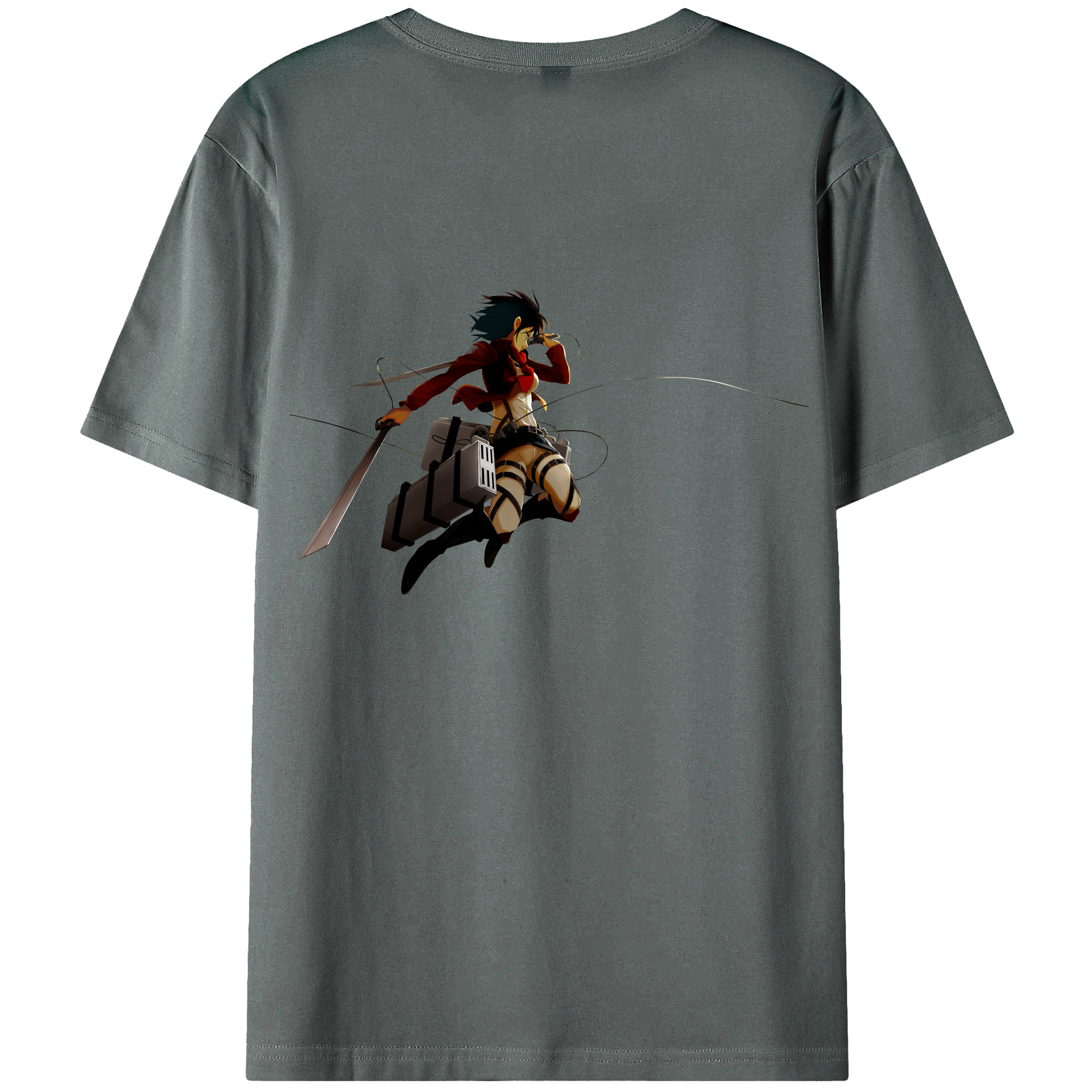 （画像用） 進撃の巨人 ミカサ·アッカーマン Attack on Titan Mikasa Ackerman 綿100％半袖Tシャツ（背面プリント）